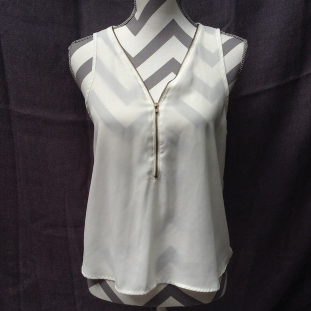Ambiance - White Sheer Zip-Up Tank